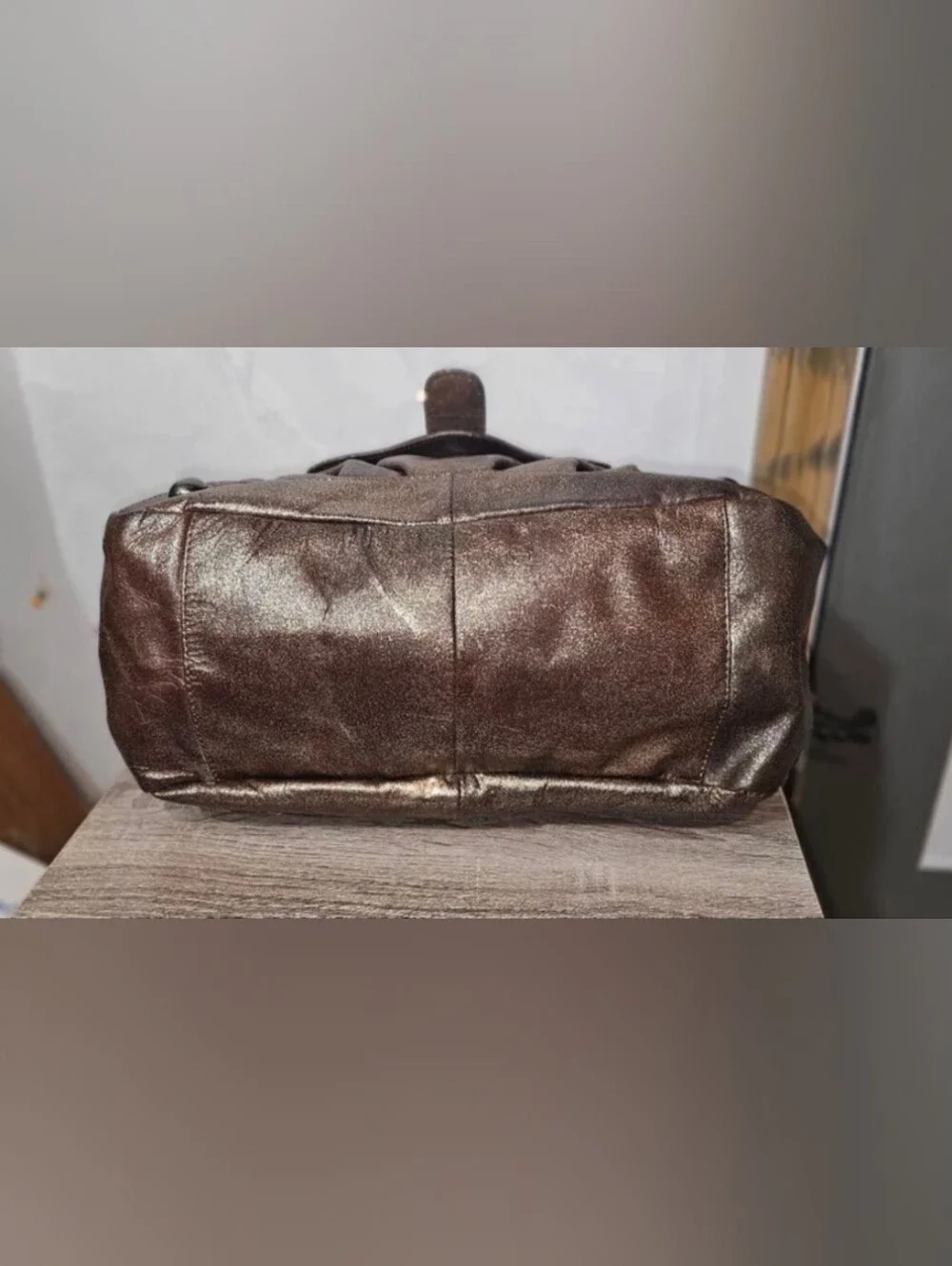 Rare HYPE Metallic Costa del Sol Bronze Leather Satchel Shoulder Handbag